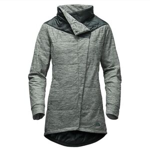 The North Face Pseudio Jacket Heather Darkest Spruce Green Cowl Neckline